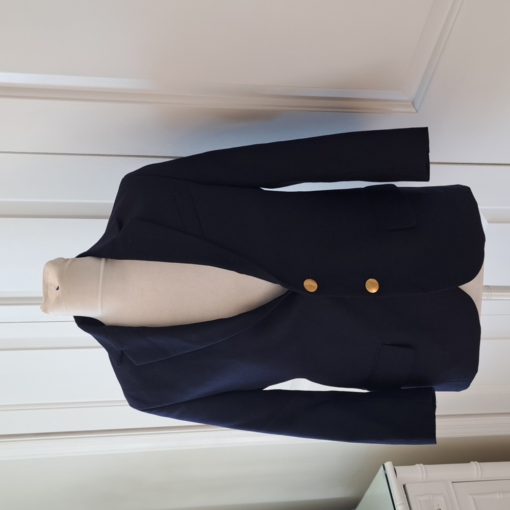 NWOT Lands' End Boys Youth Classic Navy Wool Blend‎ Blazer Lined Gold Buttons 8H